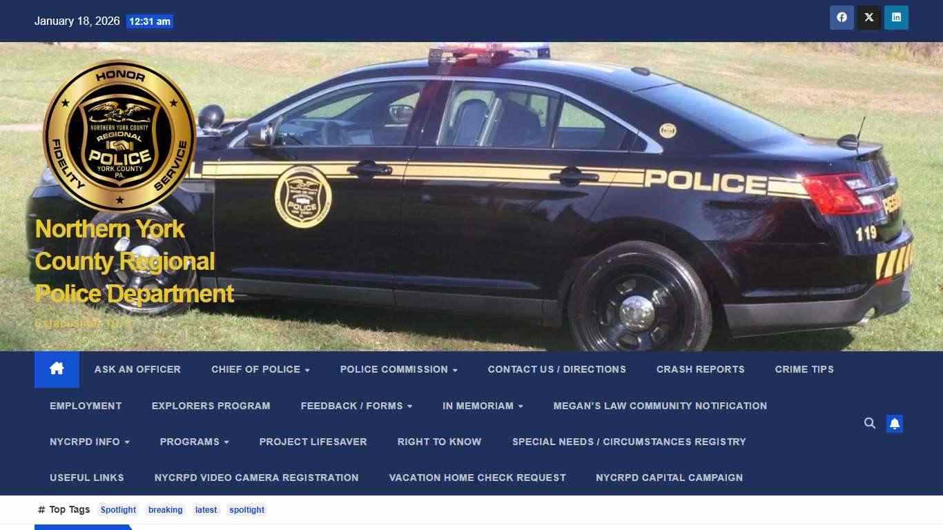 Northern York County Regional Police Department – Established 1972